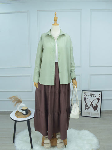 SAGE DEW - SAGE GREEN OVERSIZED BUTTON-DOWN SHIRT