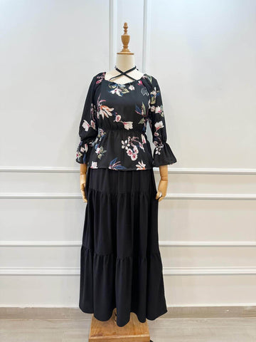 MIDNIGHT BLOOM - BlACK FLORAL BLOUSE