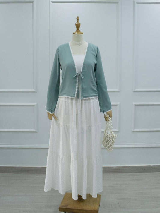 SEANOVA - BLUE TURQUOISE FRONT TIE LACED TOP