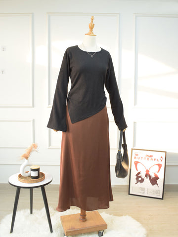 VESPER - BLACK TEXTURED ASYMMETRICAL TOP