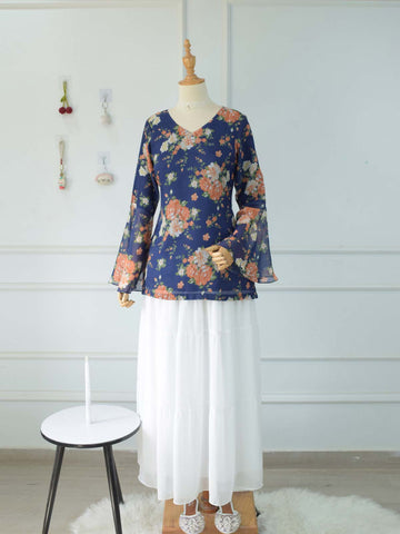 ISMARA - DARK BLUE FLORAL FAIRY KURTI