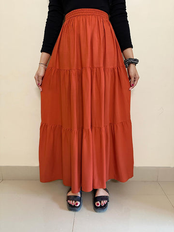 PUMPKIN - DARK ORANGE 3 TIERED SKIRT