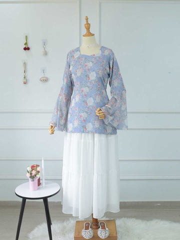 NERINA - PASTEL BLUE FLORAL FAIRY KURTI