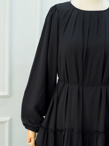 NOIR - BLACK TIERED CHIFFON LONG DRESS