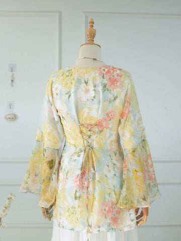 KIARA - PASTEL YELLOW FLORAL FAIRY KURTI