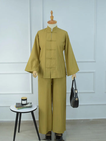 LIYANG - OLIVE MUSTARD MANDARIN CO-ORD