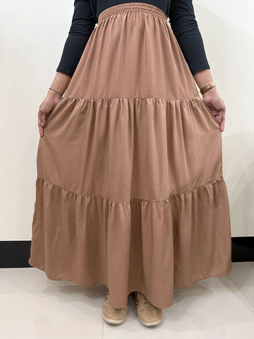 WARM TOFFEE - CAMEL BROWN 3 TIERED SKIRT