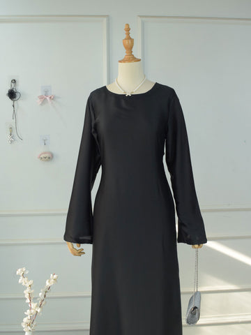 VALENCIA - BLACK SILK CAPE DRESS