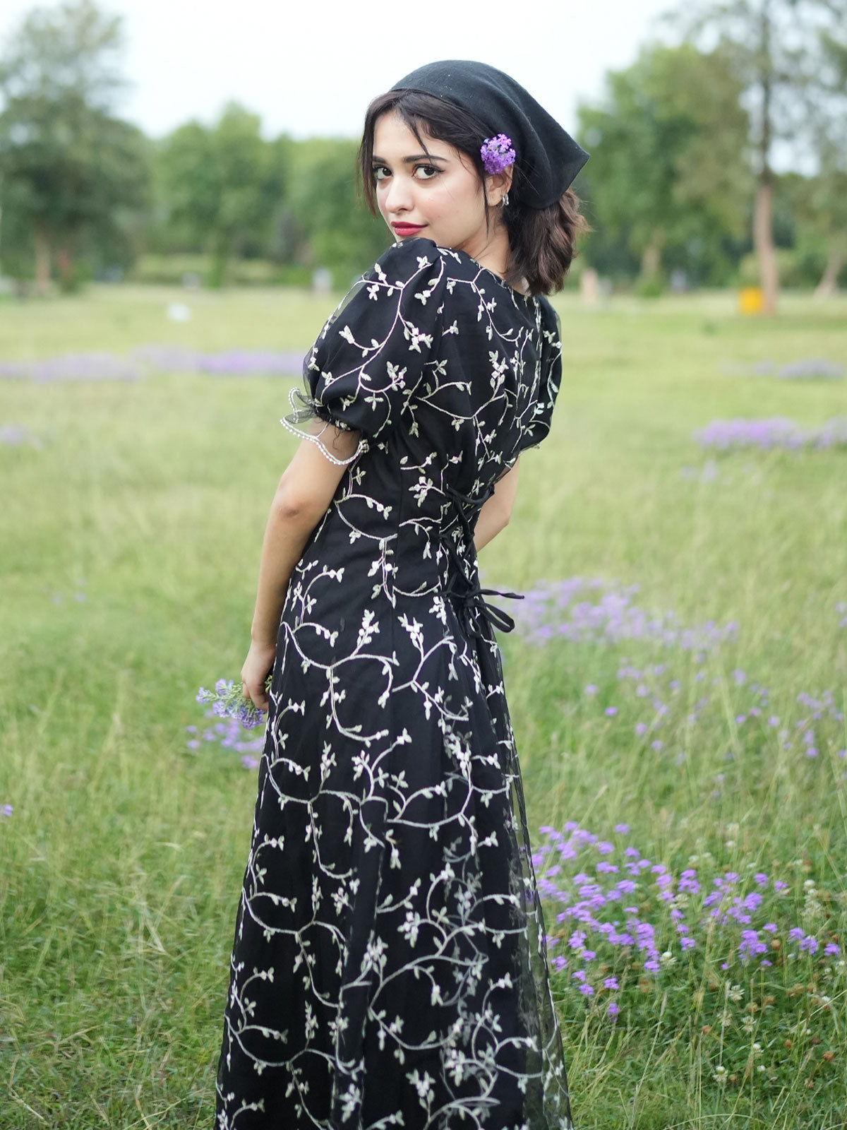 Black AMELIA - EMBROIDERED LONG NET DRESS Medium Black AMELIA - EMBROIDERED LONG NET DRESS Medium