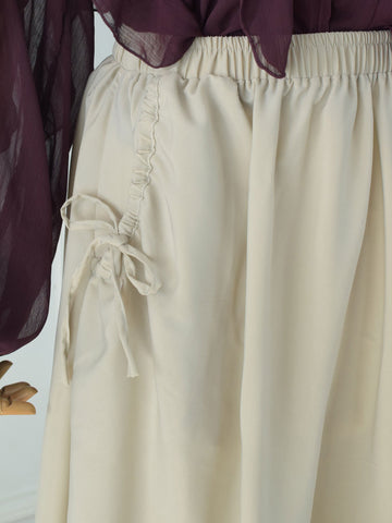 DAZY - BEIGE FLARED SKIRT WITH BOW POCKETS