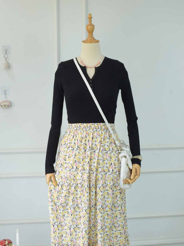 ELARIA - YELLOW FLORAL 3 TIERED SKIRT