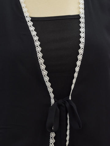 TWILIGHT - BLACK FRONT TIE LACED TOP