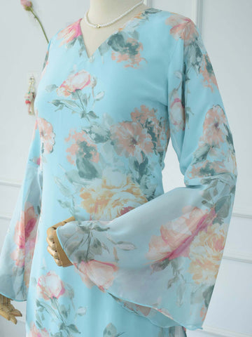 ALARA - AQUA BLUE FLORAL FAIRY KURTI