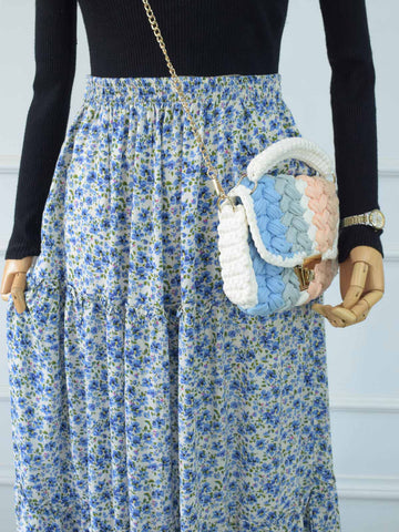 MELIORA - BLUE FLORAL 3 TIERED SKIRT