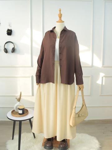 ESPRESSO - BROWN OVERSIZED BUTTON-DOWN SHIRT