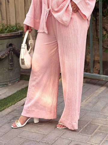 SOFT BLUSH - PASTEL PINK WIDE LEG PANTS