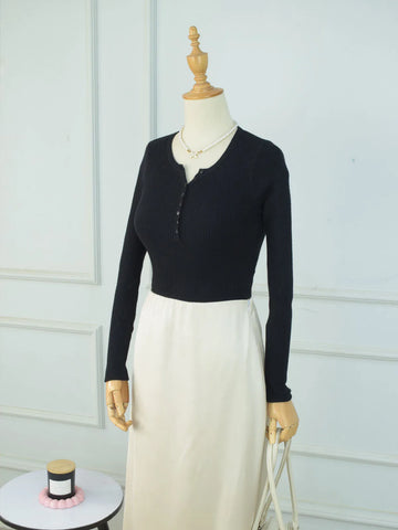AMORIE - BEIGE A-LINE SILK SKIRT
