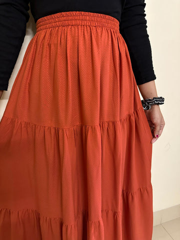 PUMPKIN - DARK ORANGE 3 TIERED SKIRT