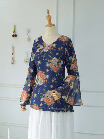 ISMARA - DARK BLUE FLORAL FAIRY KURTI