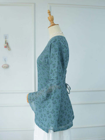 VIRELLE - TEAL FLORAL FAIRY KURTI