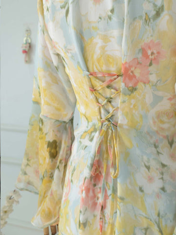KIARA - PASTEL YELLOW FLORAL FAIRY KURTI