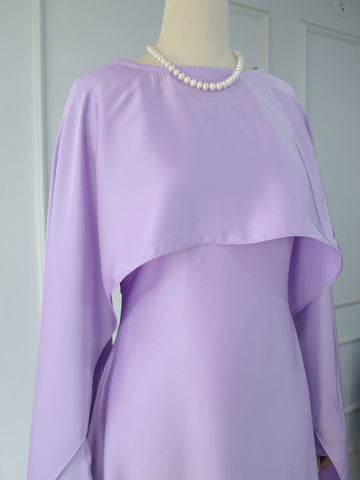 ELYSIA - LILAC SILK CAPE DRESS