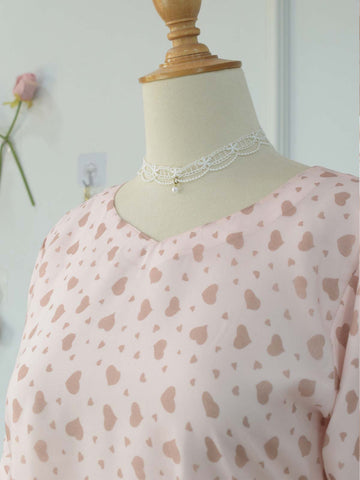 CALISTA - PEACHY PINK HEART PRINTED FAIRY KURTI