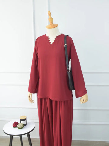RAVELLE - MAROON BALLOON PANTS