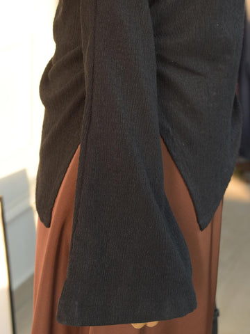 VESPER - BLACK TEXTURED ASYMMETRICAL TOP