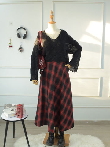 BLACK SCARLET - RED & BLACK CHECKERED SKIRT