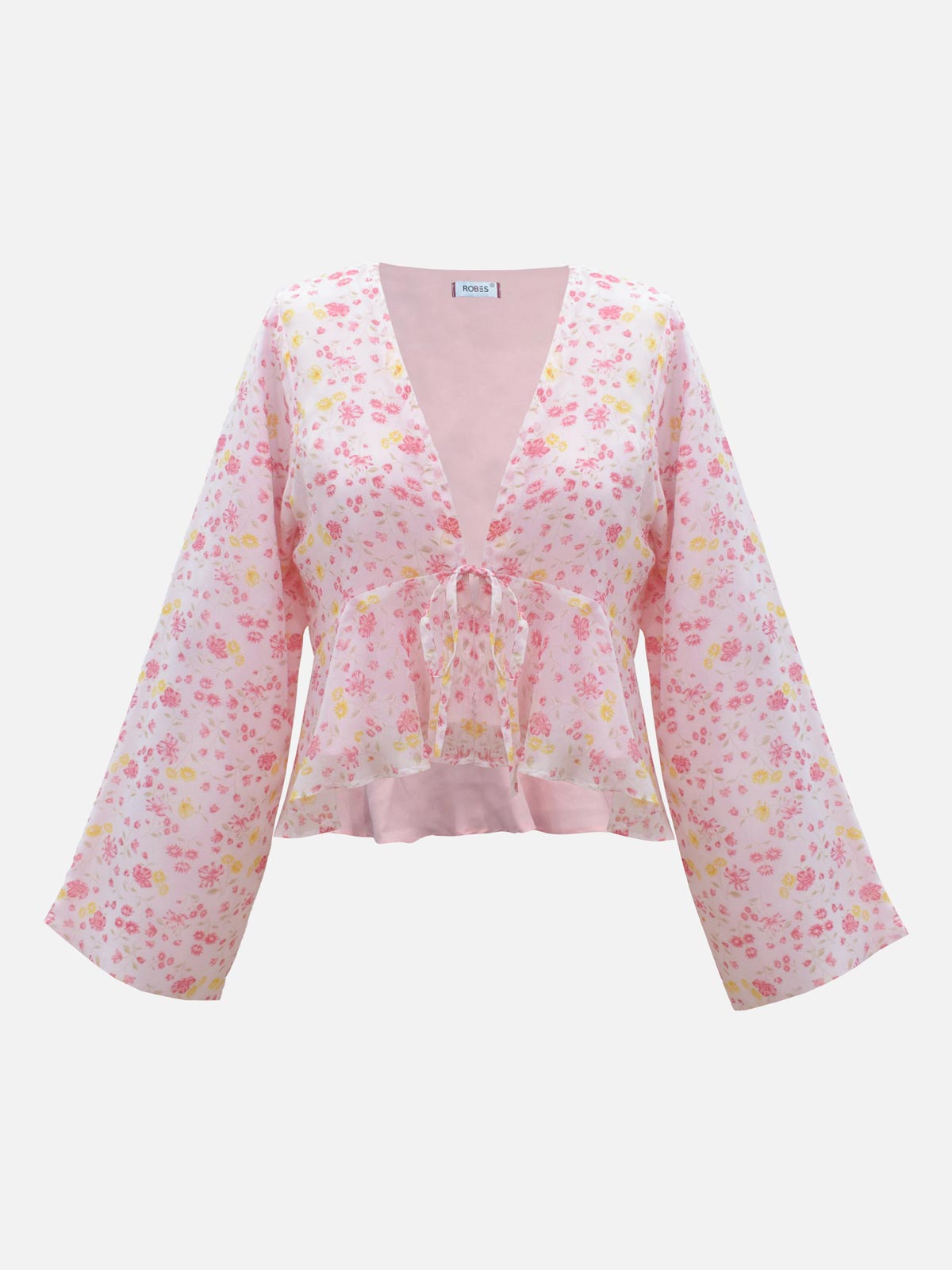 PETAL WHISPER - PINK FLORAL FRONT TIE TOP