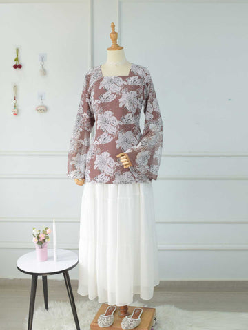 BRUNELIA - PINKISH BROWN FLORAL FAIRY KURTI