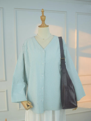 VERALINE - GREEN TEXTURED STRIPE TOP