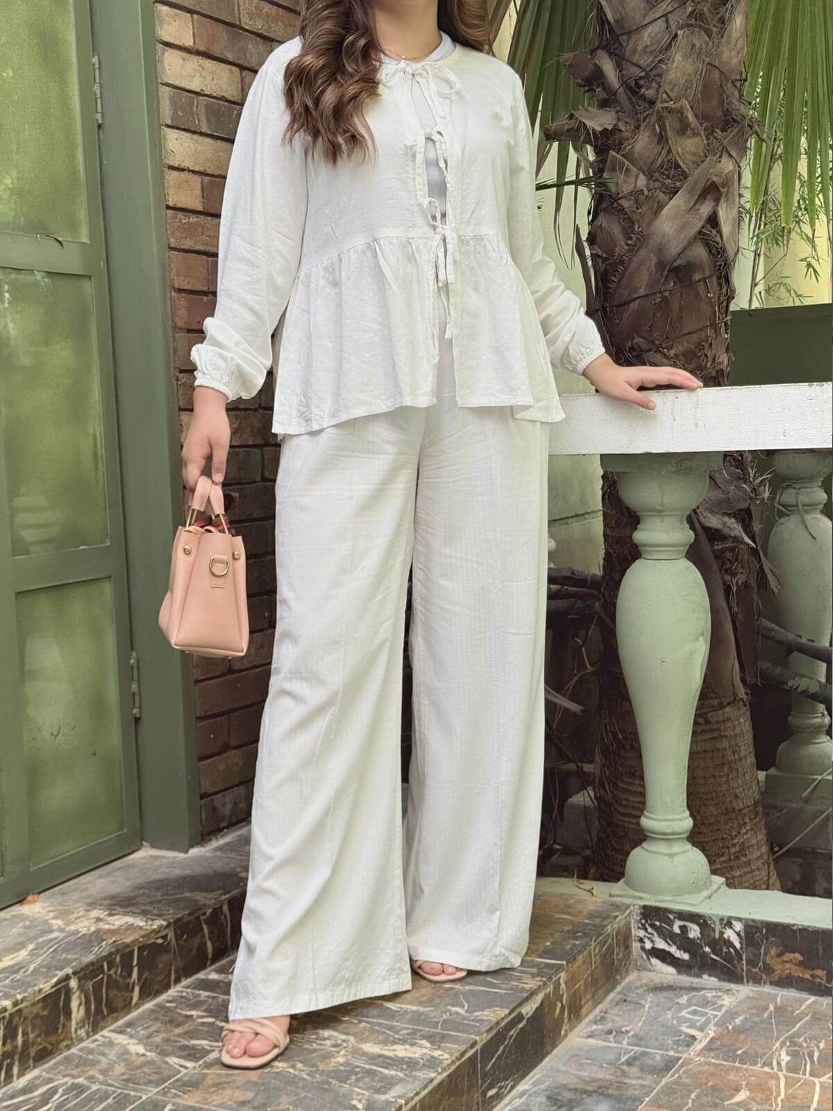 VANILLA - WHITE FRONT TIE CO-ORD SET