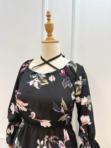 MIDNIGHT BLOOM - BlACK FLORAL BLOUSE