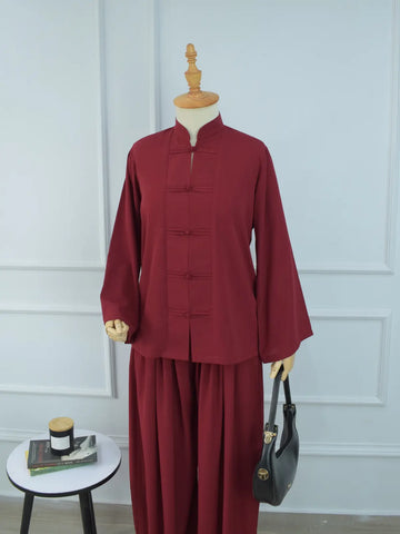 MEILIN - MAROON MANDARIN TOP