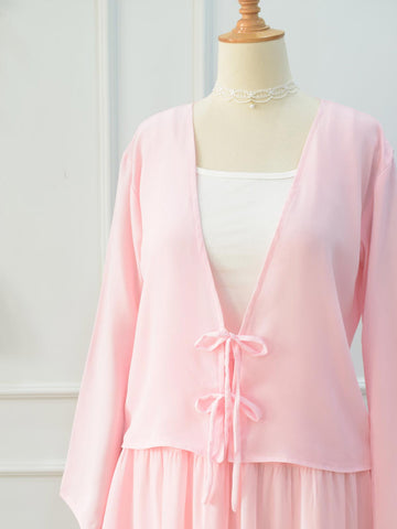 LYVIA - PASTEL PINK FRONT TIE COVERUP TOP