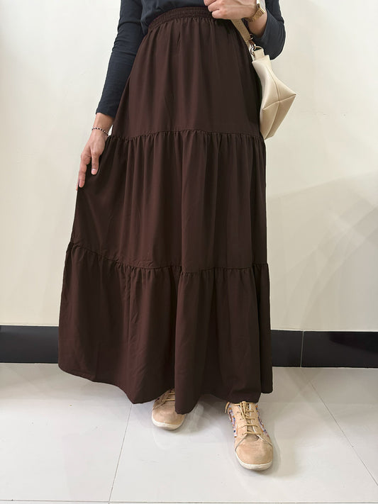 MOCHA - DARK BROWN 3 TIERED SKIRT