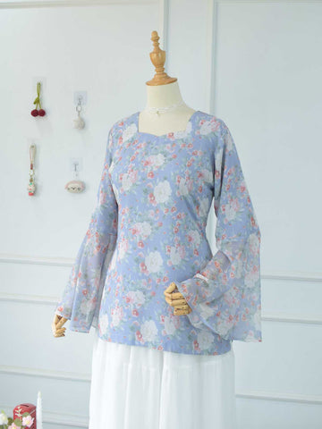 NERINA - PASTEL BLUE FLORAL FAIRY KURTI