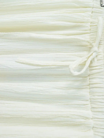 DOVE off-white textured wide-leg pants with elasticated drawstring