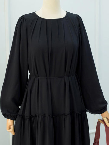 NOIR - BLACK TIERED CHIFFON LONG DRESS