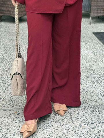 ROSEL - MAROON WIDE LEG PANTS