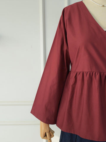 AMORA - MAROON WRAP TOP