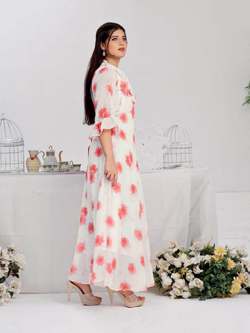 ROSIE - PINK FLORAL LONG DRESS