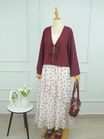 YEONA - WHITE FLORAL RUFFLE HEM TIERED SKIRT