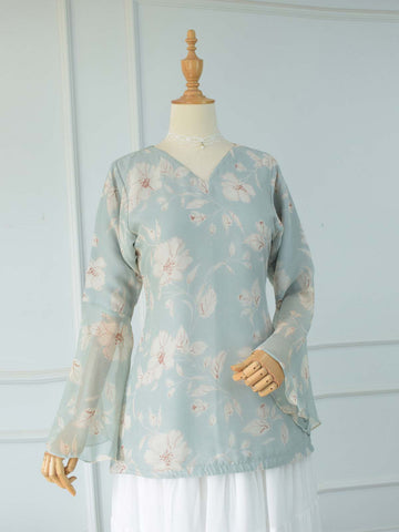 ALTHEA - LIGHT SEA GREEN FLORAL FAIRY KURTI