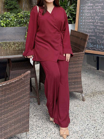 ROSEL - MAROON WRAP STYLE TOP