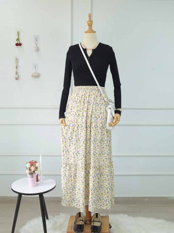 ELARIA - YELLOW FLORAL 3 TIERED SKIRT