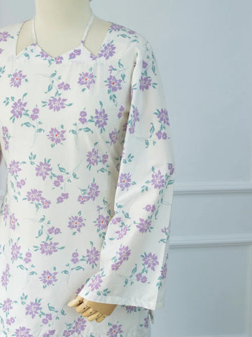 LILAC FLORA - WHITE FLORAL CORSET KURTI