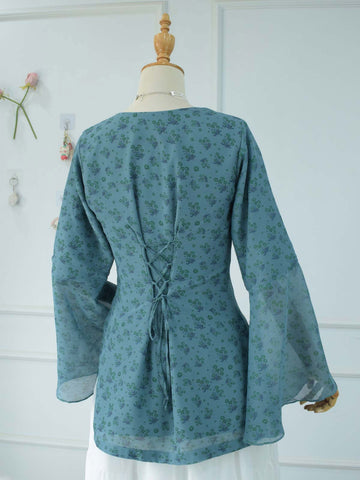 VIRELLE - TEAL FLORAL FAIRY KURTI